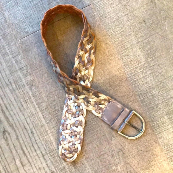 Linea Pelle Metallic Woven Leather Belt S EUC - Picture 2 of 6
